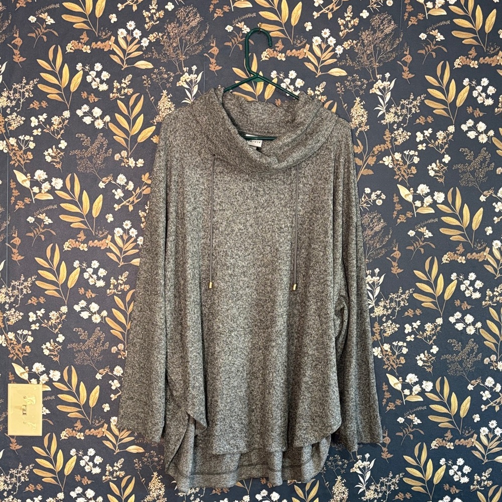 Ava & Viv Heathered Charcoal Cowl Neck Tunic Sweater Size 4X